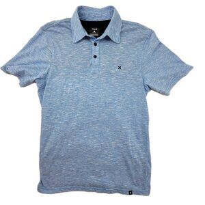 Hurley Polo Shirt Men's S Blue Stiller 3.0 3 Button Placket Collar T back